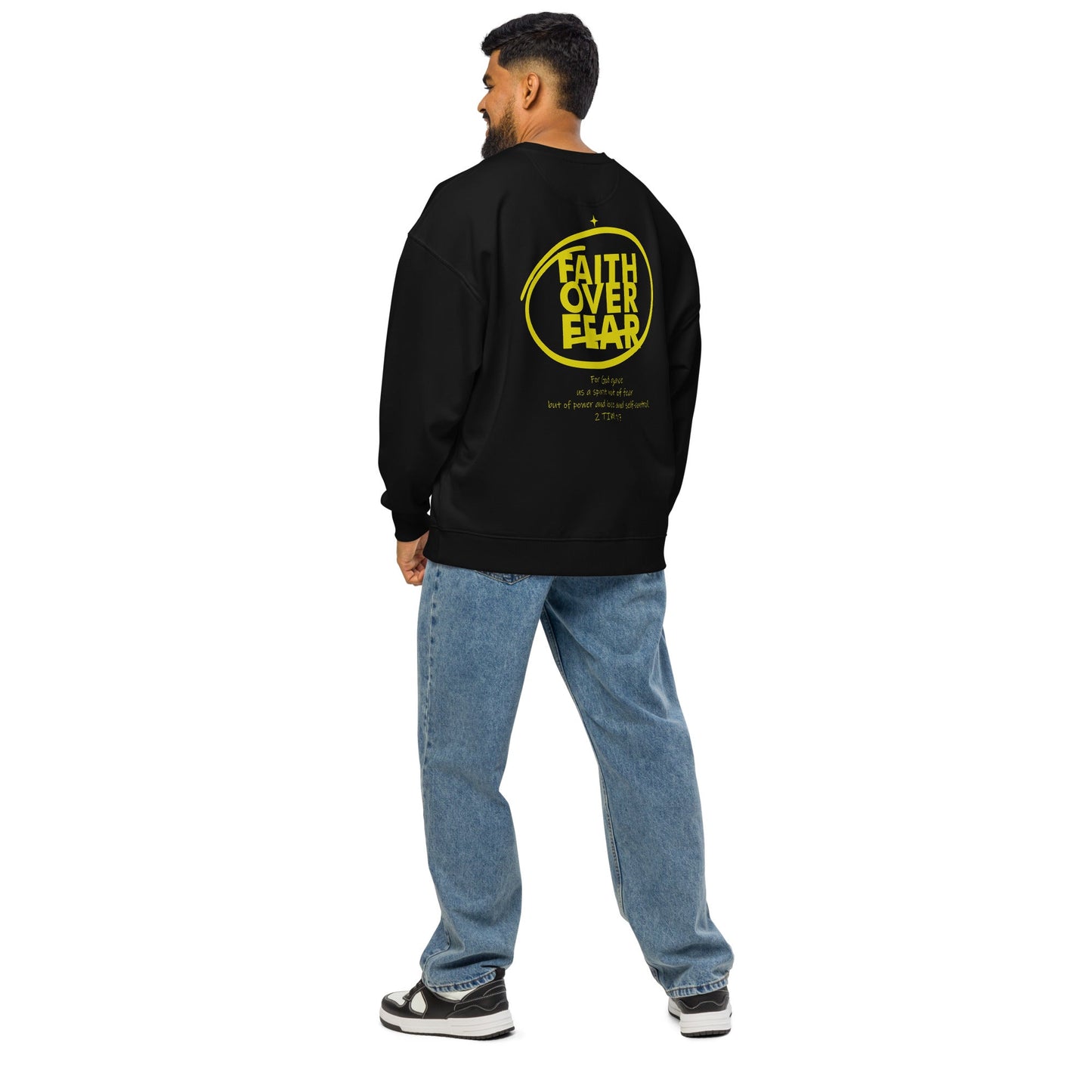 Faith over Fear - Back print - Unisex Premium Oversized Jumper Christian by masin fashion