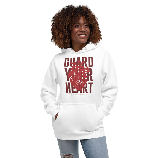 Guard your Heart - Unisex LUXE Edition Hoodie - White & Black by MASIN Fashion – Faith - based Wear