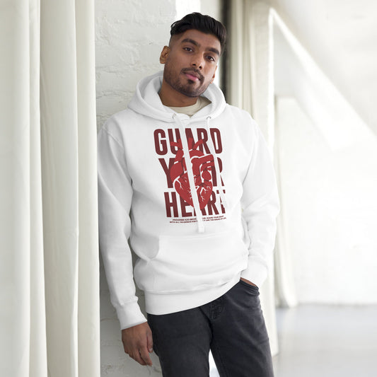Guard your Heart - Unisex LUXE Edition Hoodie - White & Black by MASIN Fashion – Faith - based Wear