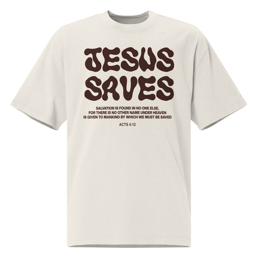 Jesus Saves - Unisex Vintage Oversized T-Shirt by MASIN Fashion – Faith - based Wear