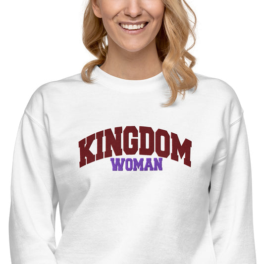 Kingdom Couple - Embroidered Woman Premium Sweatshirt by MASIN Fashion – Faith - based Wear