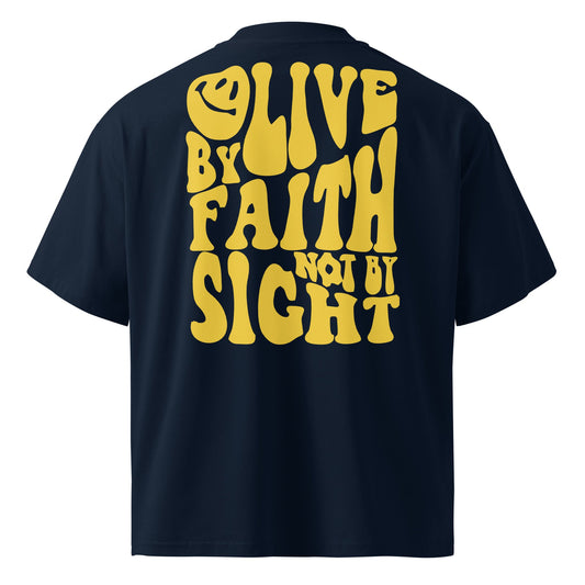 Live by Faith - Unisex Luxe Oversized High Neck T-Shirt by MASIN Fashion – Faith - based Wear