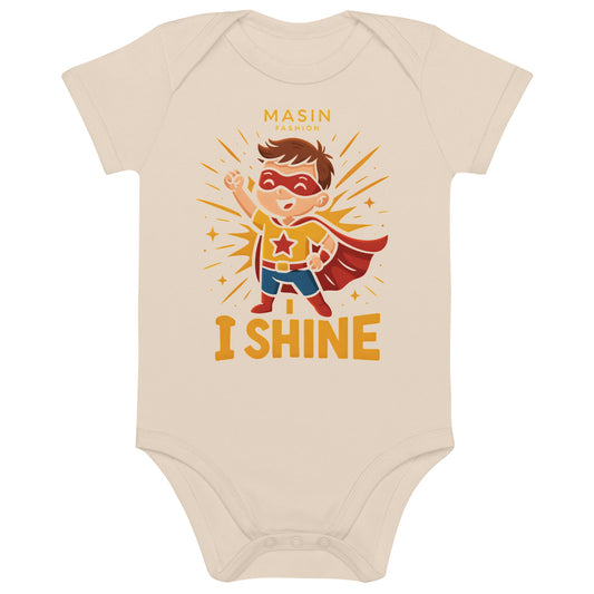 Masin Organic cotton baby bodysuit (3 - 18 Months) - I shine by MASIN Fashion – Faith - based Wear
