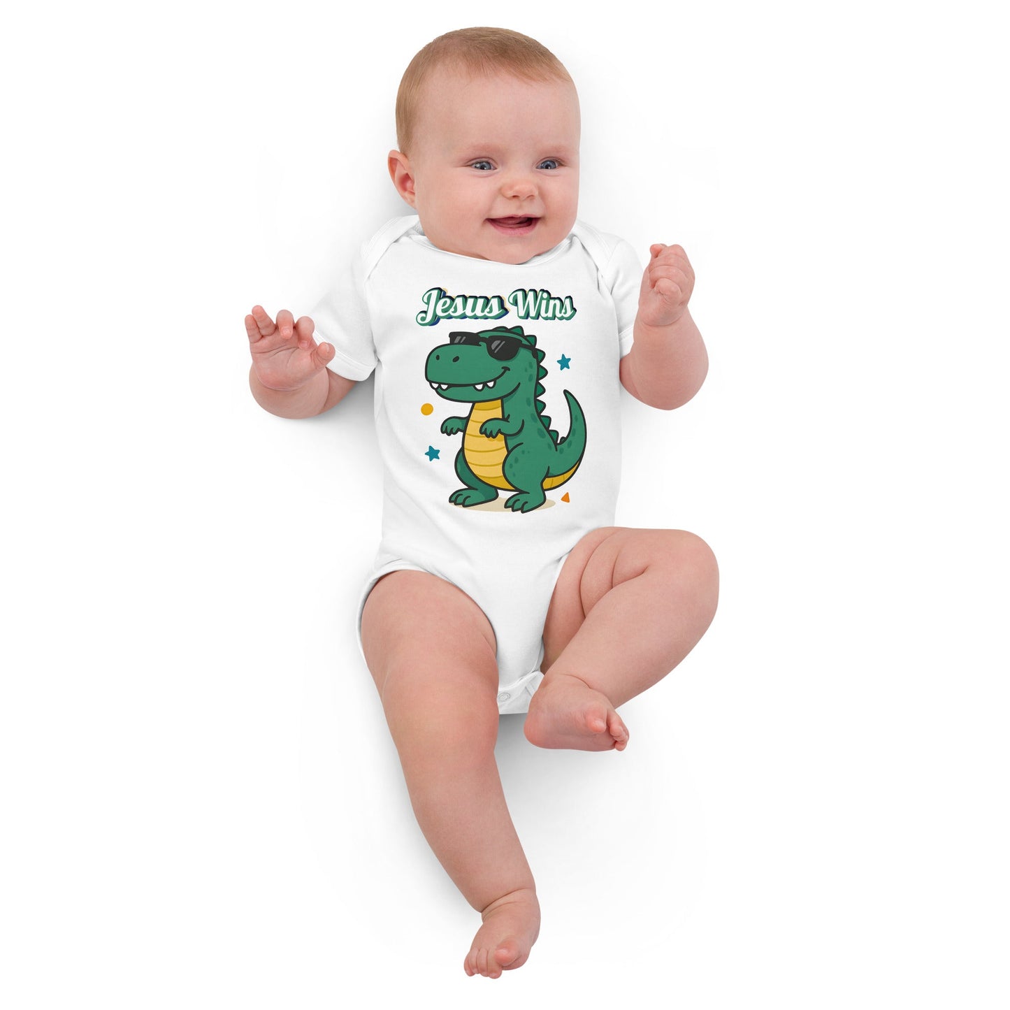 Masin Organic cotton baby bodysuit (3 - 18 Months) - Jesus Wins by MASIN Fashion – Faith - based Wear