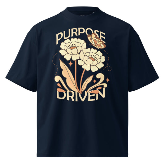Purpose Driven Navy/Black - Unisex Luxe Oversized High Neck T-Shirt by MASIN Fashion – Faith - based Wear