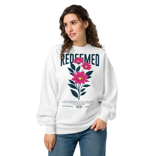 Redeemed Unisex Premium Organic Oversized Jumper by MASIN Fashion – Faith - based Wear