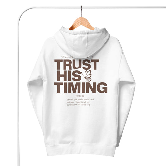Trust His Timing - Unisex LUXE Edition Hoodie by MASIN Fashion – Faith - based Wear