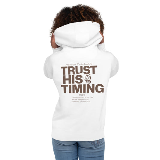Trust His Timing - Unisex LUXE Edition Hoodie by MASIN Fashion – Faith - based Wear