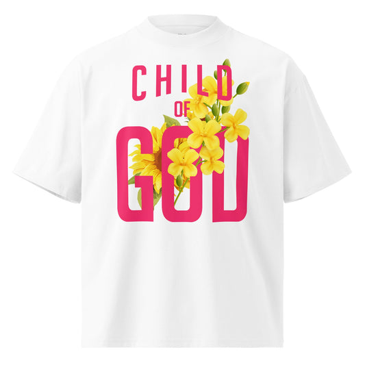 Child of God - Floral Oversized Christian T-Shirt by MASIN Fashion – Faith - based Wear