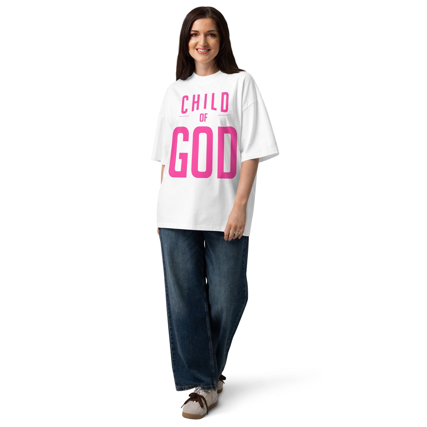 Child of God Pink Oversized Christian T-Shirt Christian T-SHIRT by masin fashion