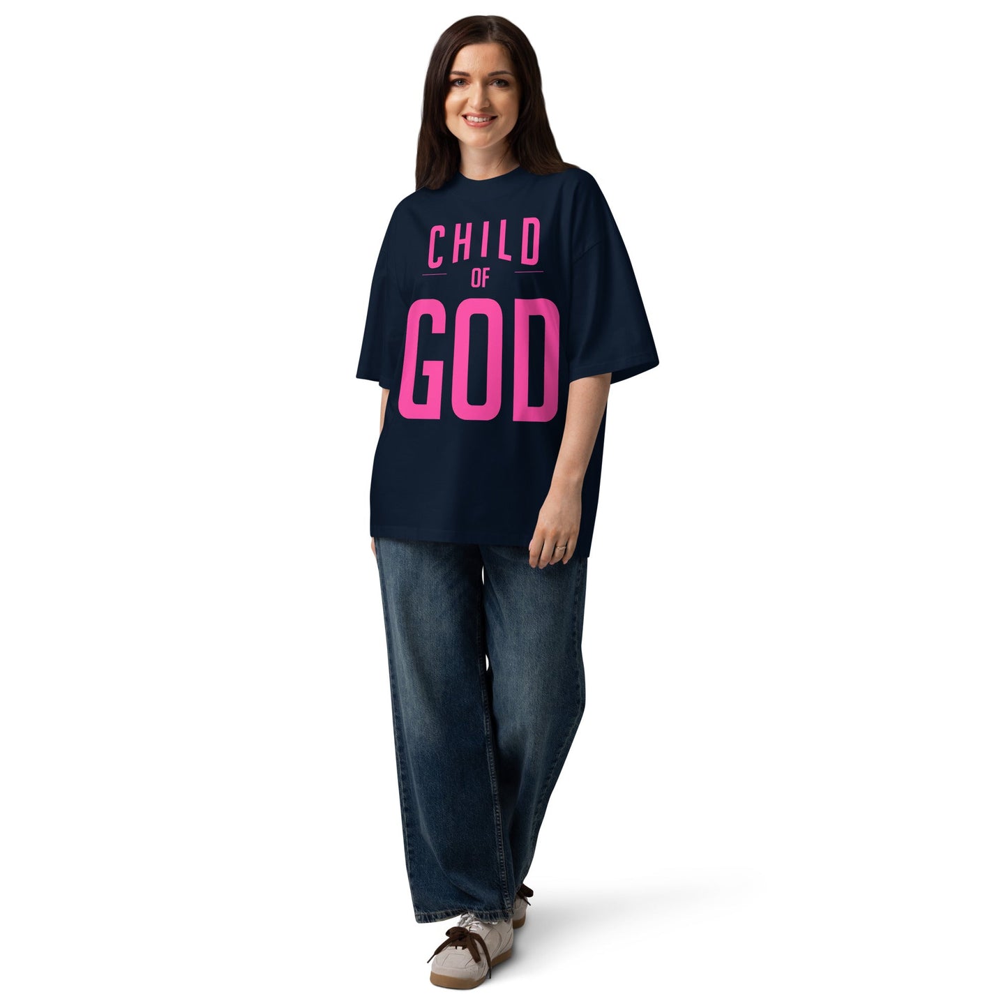 Child of God Pink Oversized Christian T-Shirt Christian T-SHIRT by masin fashion