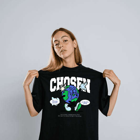 Chosen - Oversized Unisex Luxe High Neck T-Shirt by MASIN Fashion – Faith - based Wear