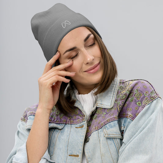 Embroidered Beanie - Masin only - Grey/White by MASIN Fashion – Faith - based Wear