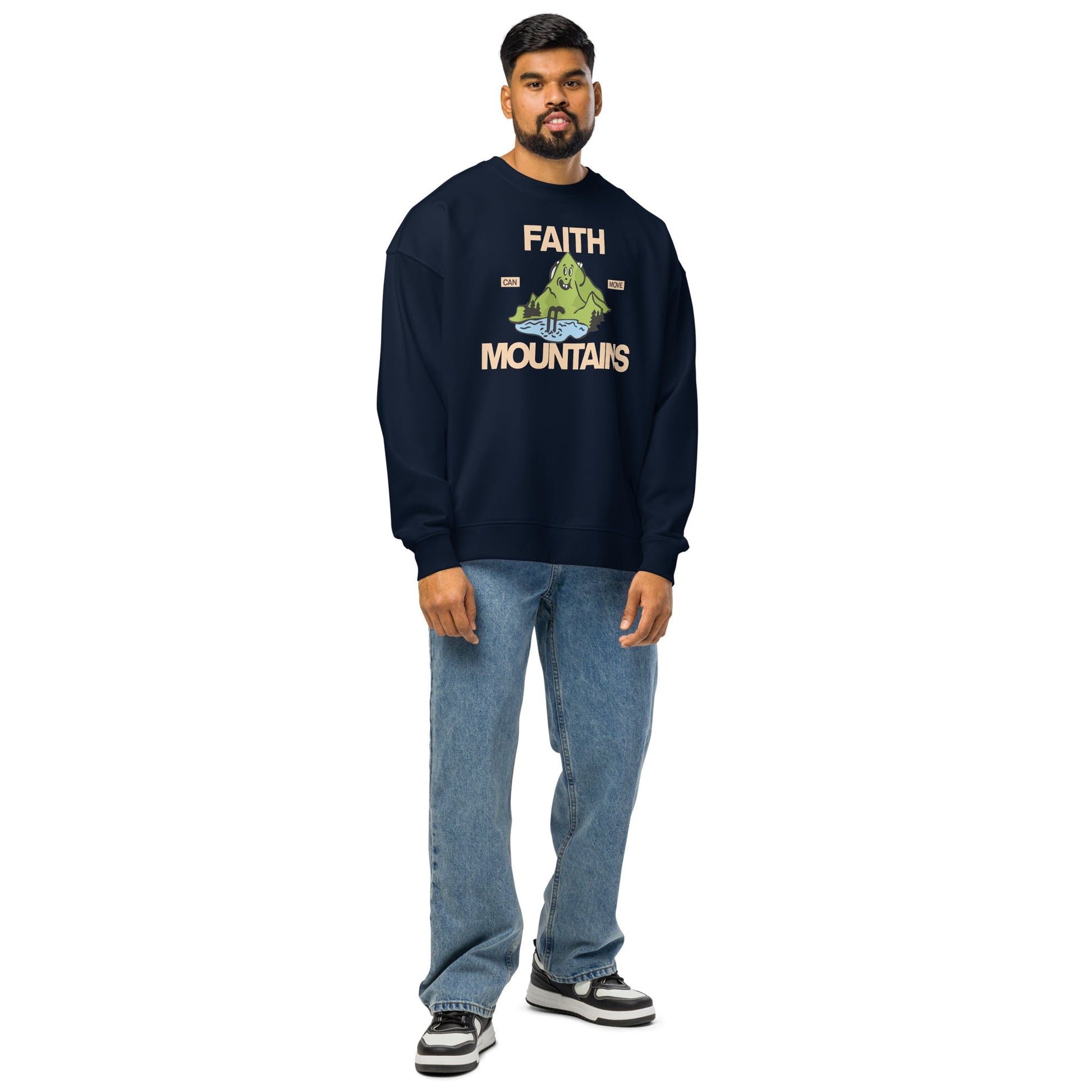 Faith can move mountains - Unisex organic oversized sweatshirt Christian by masin fashion
