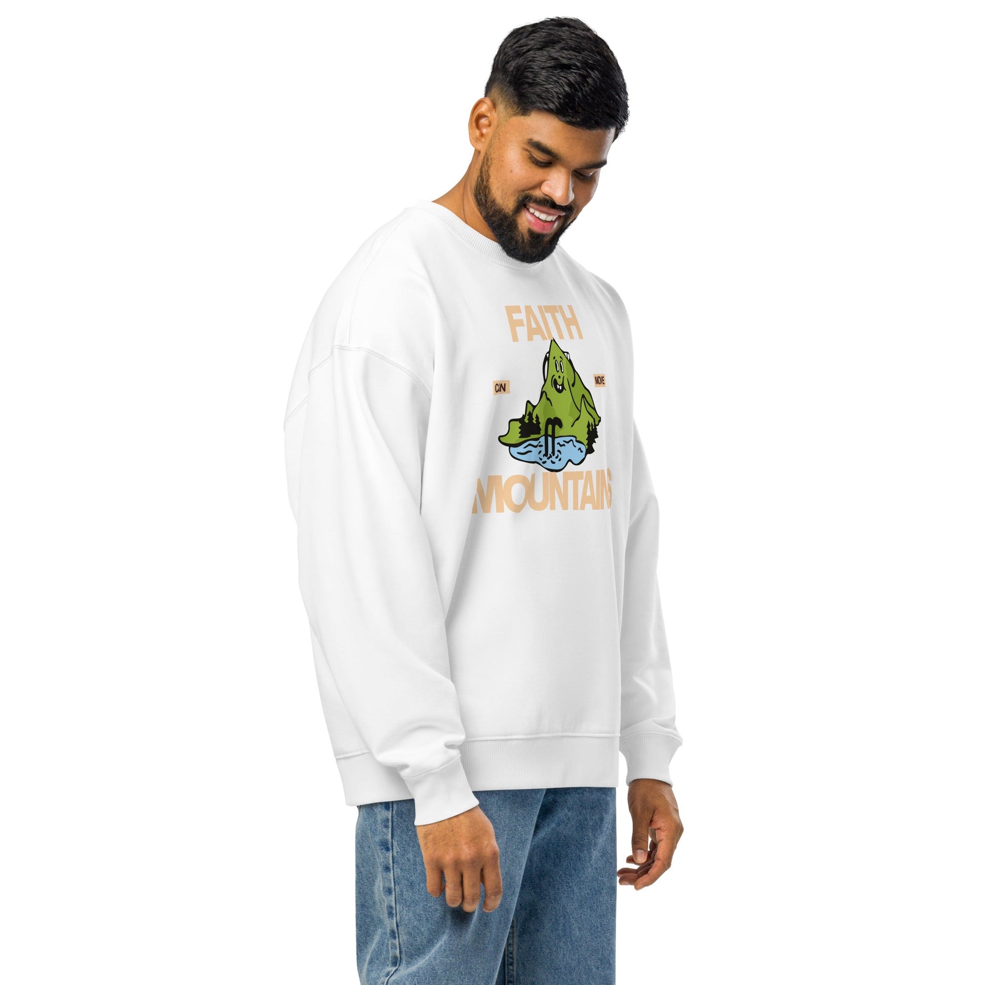 Faith can move mountains - Unisex organic oversized sweatshirt by MASIN Fashion – Faith - based Wear