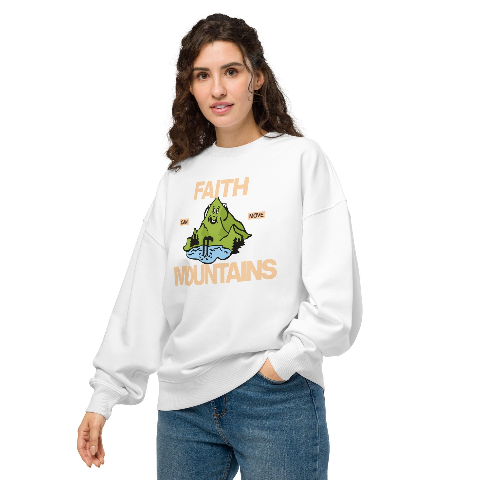 Faith can move mountains - Unisex organic oversized sweatshirt by MASIN Fashion – Faith - based Wear