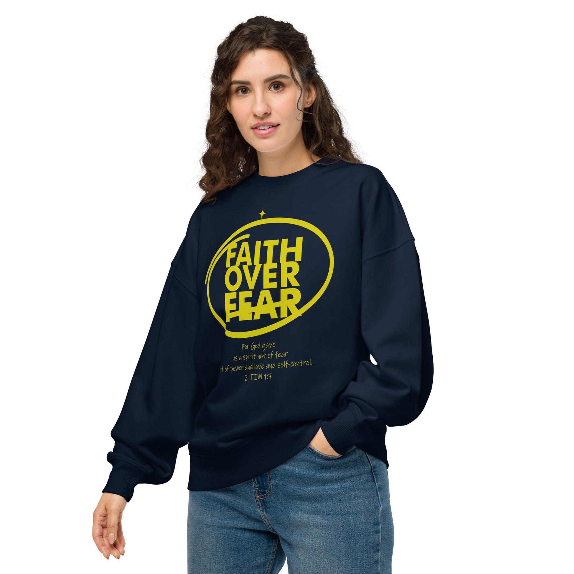 Faith over Fear - Front Print - Unisex Premium Oversized Jumper by MASIN Fashion – Faith - based Wear