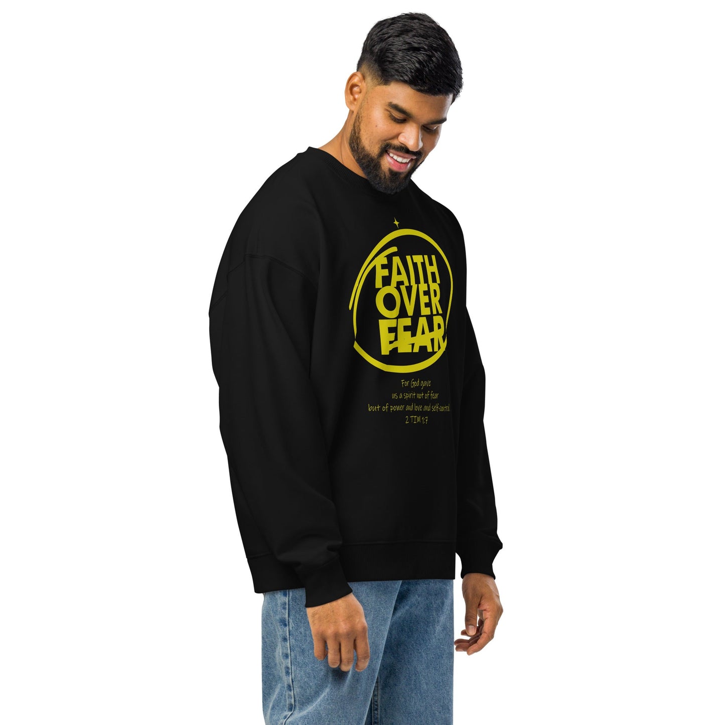 Faith over Fear - Front Print - Unisex Premium Oversized Jumper by MASIN Fashion – Faith - based Wear