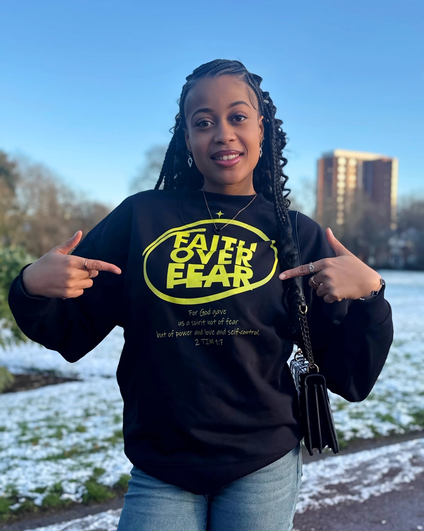 Faith over Fear - Front Print - Unisex Premium Oversized Jumper by MASIN Fashion – Faith - based Wear