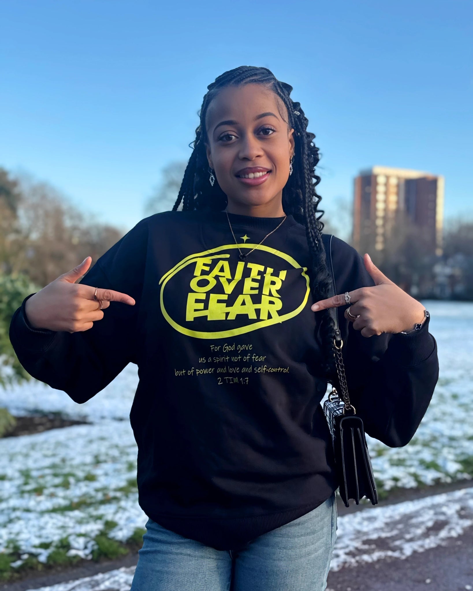 Faith over Fear - Front Print - Unisex Premium Oversized Jumper by MASIN Fashion – Faith - based Wear