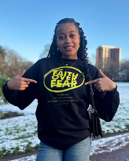 Faith over Fear - Front Print - Unisex Premium Oversized Jumper by MASIN Fashion – Faith - based Wear