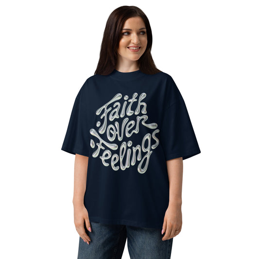 Faith over Feelings - Unisex oversized high neck t-shirt by MASIN Fashion – Faith - based Wear