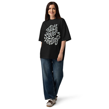 Faith over Feelings - Unisex oversized high neck t-shirt by MASIN Fashion – Faith - based Wear