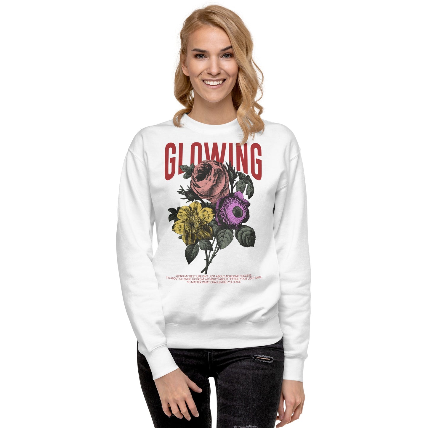 Glowing - Unisex Premium Sweatshirt by MASIN Fashion – Faith - based Wear