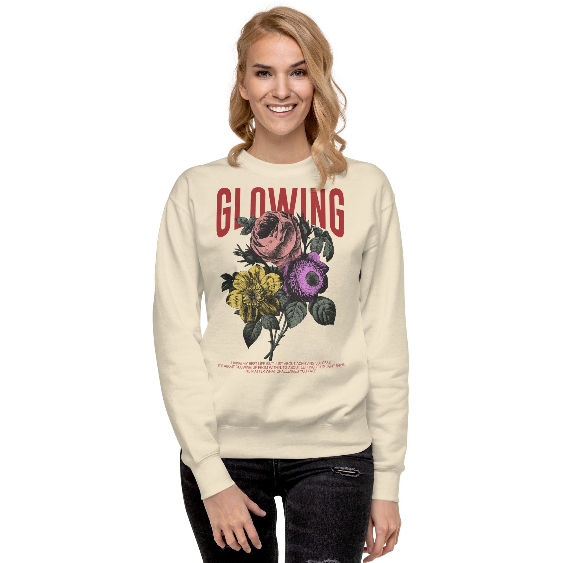 Glowing - Unisex Premium Sweatshirt by MASIN Fashion – Faith - based Wear