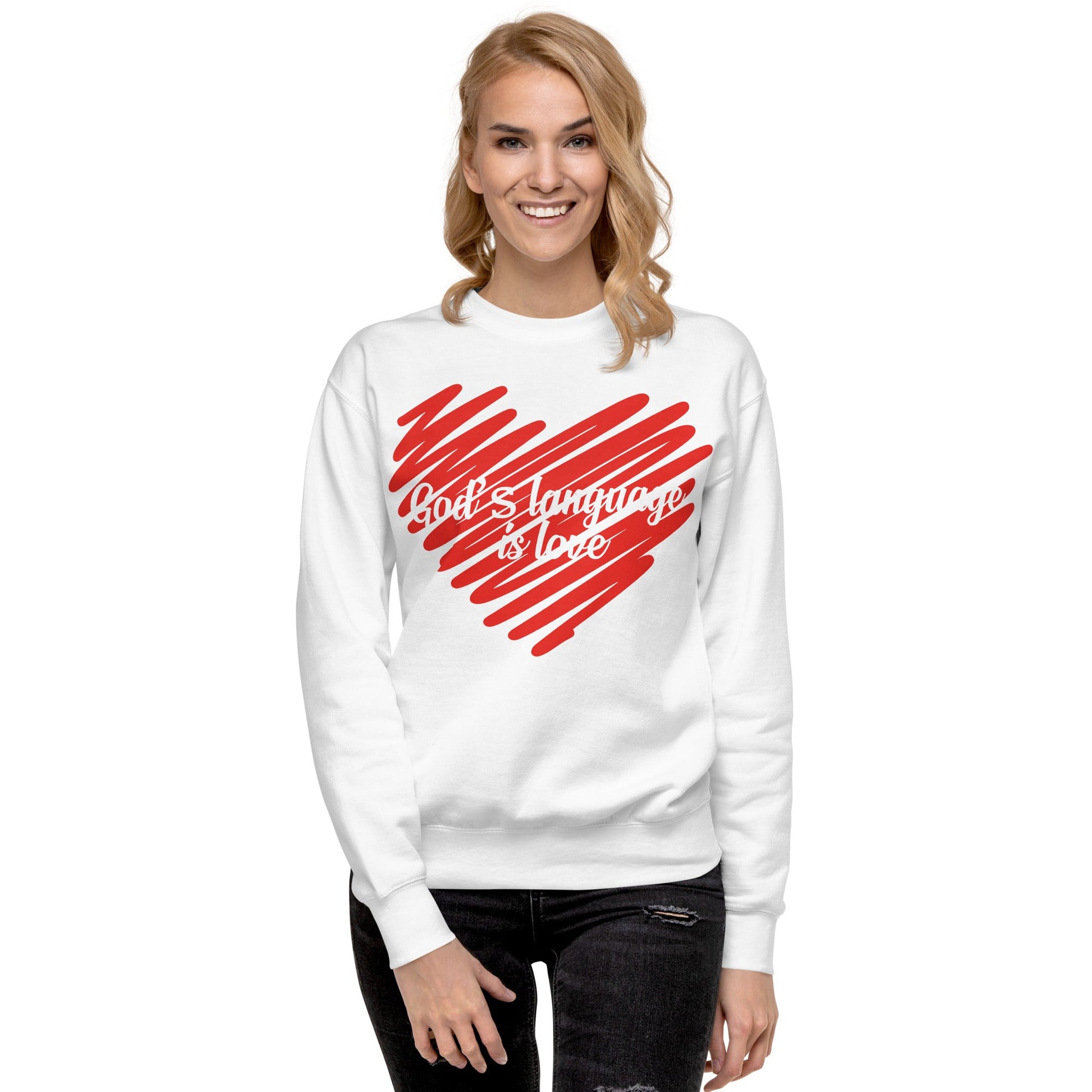 God's language is love - Unisex Premium Jumper by MASIN Fashion – Faith - based Wear