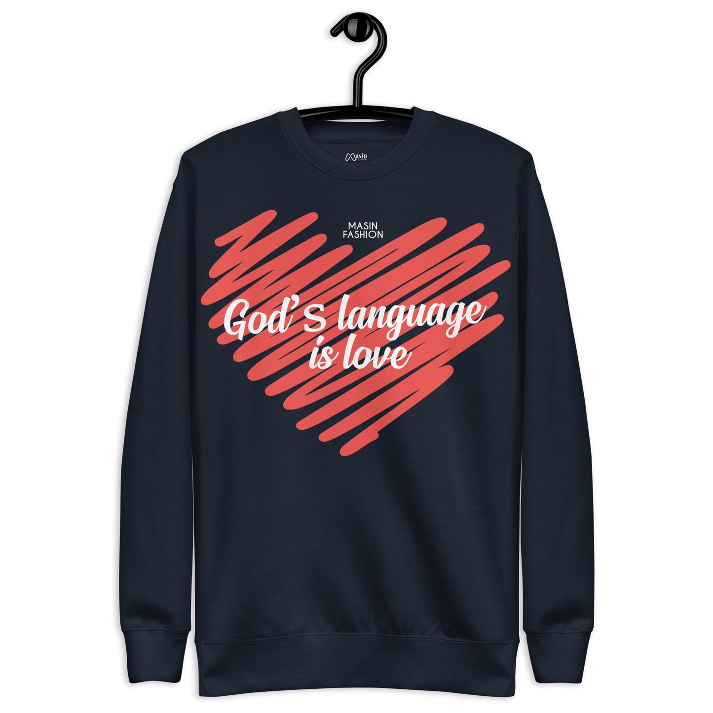 God's language is love - Unisex Premium Jumper by MASIN Fashion – Faith - based Wear