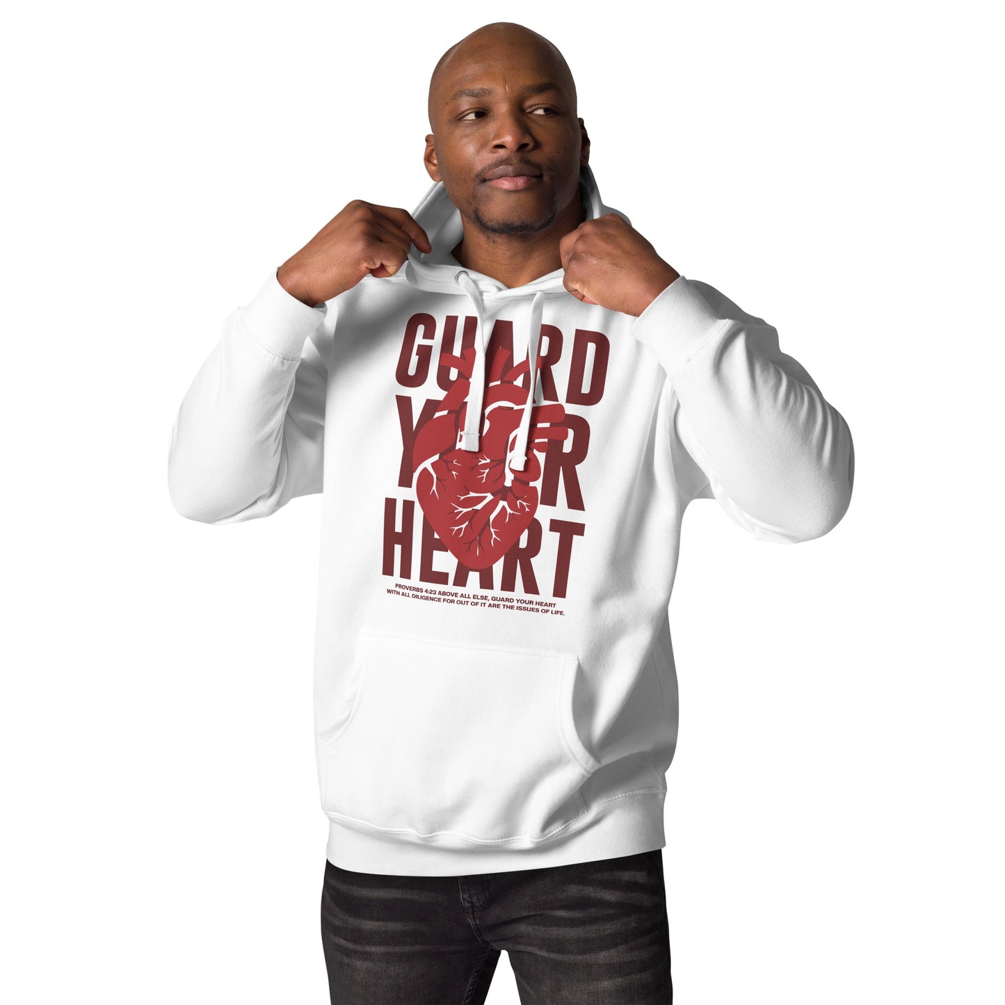 Guard your Heart - Unisex LUXE Edition Hoodie - White & Black by MASIN Fashion – Faith - based Wear