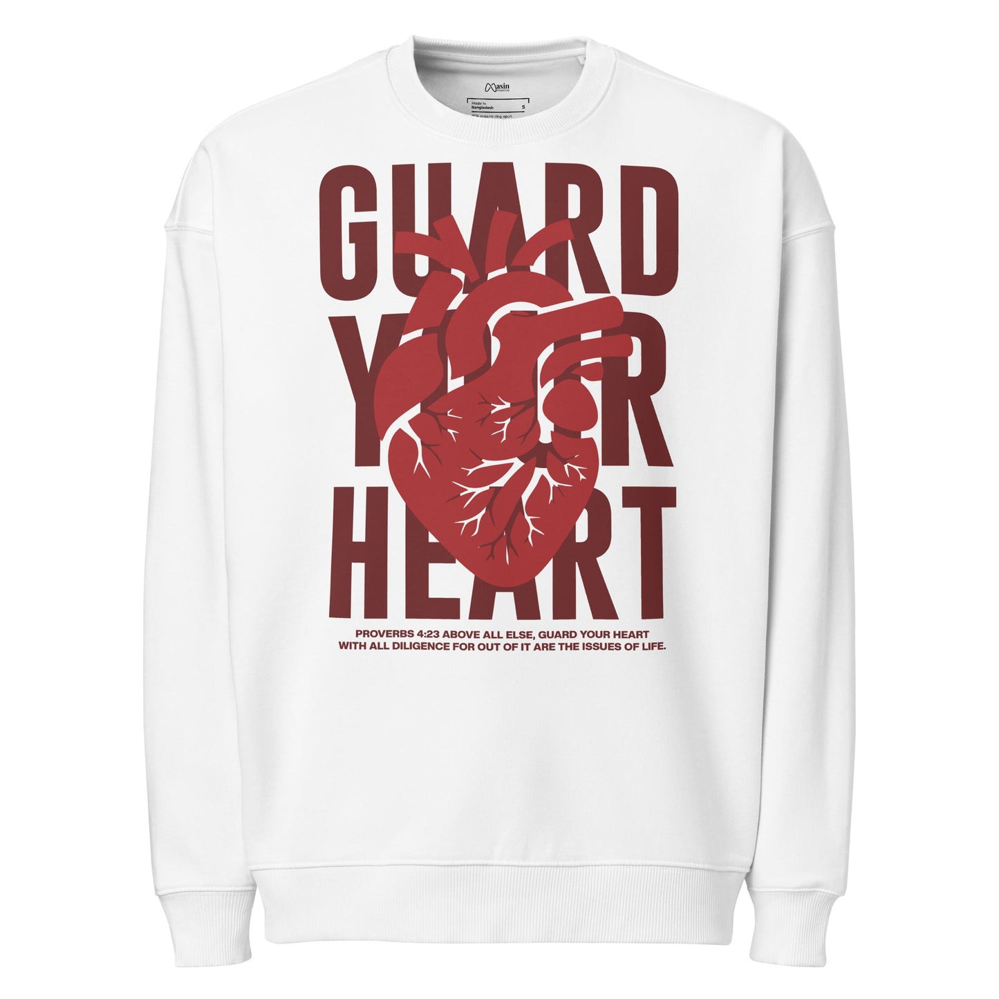 Guard your heart - Unisex Premium Organic Oversized Jumper by MASIN Fashion – Faith - based Wear