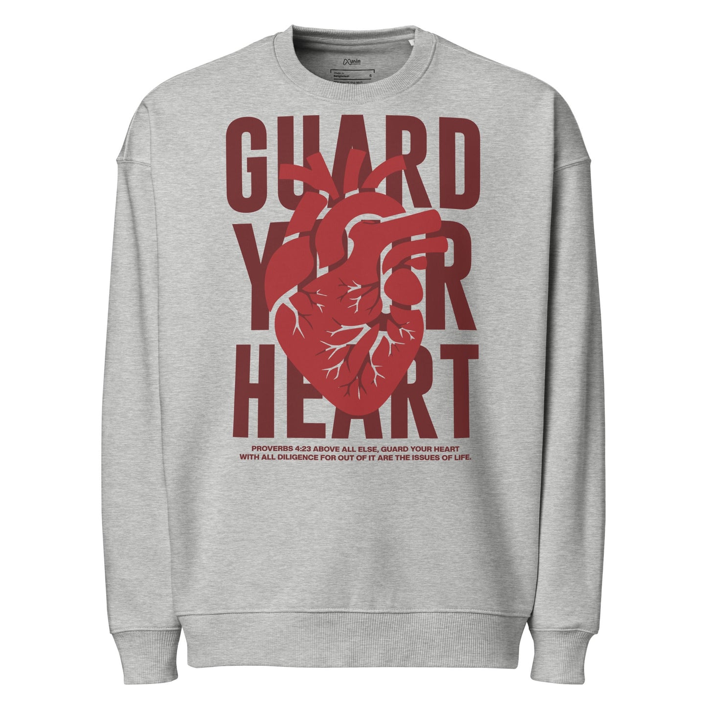 Guard your heart - Unisex Premium Organic Oversized Jumper by MASIN Fashion – Faith - based Wear