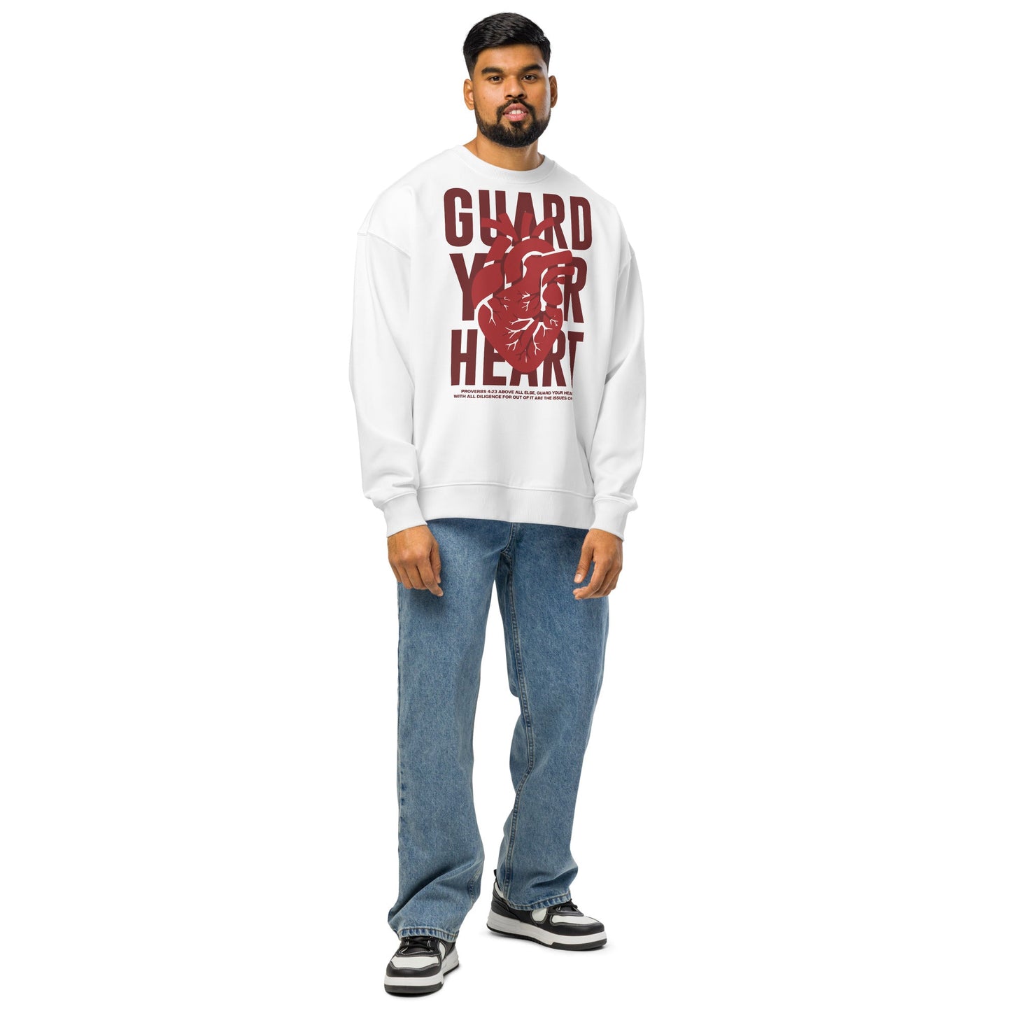 Guard your heart - Unisex Premium Organic Oversized Jumper by MASIN Fashion – Faith - based Wear