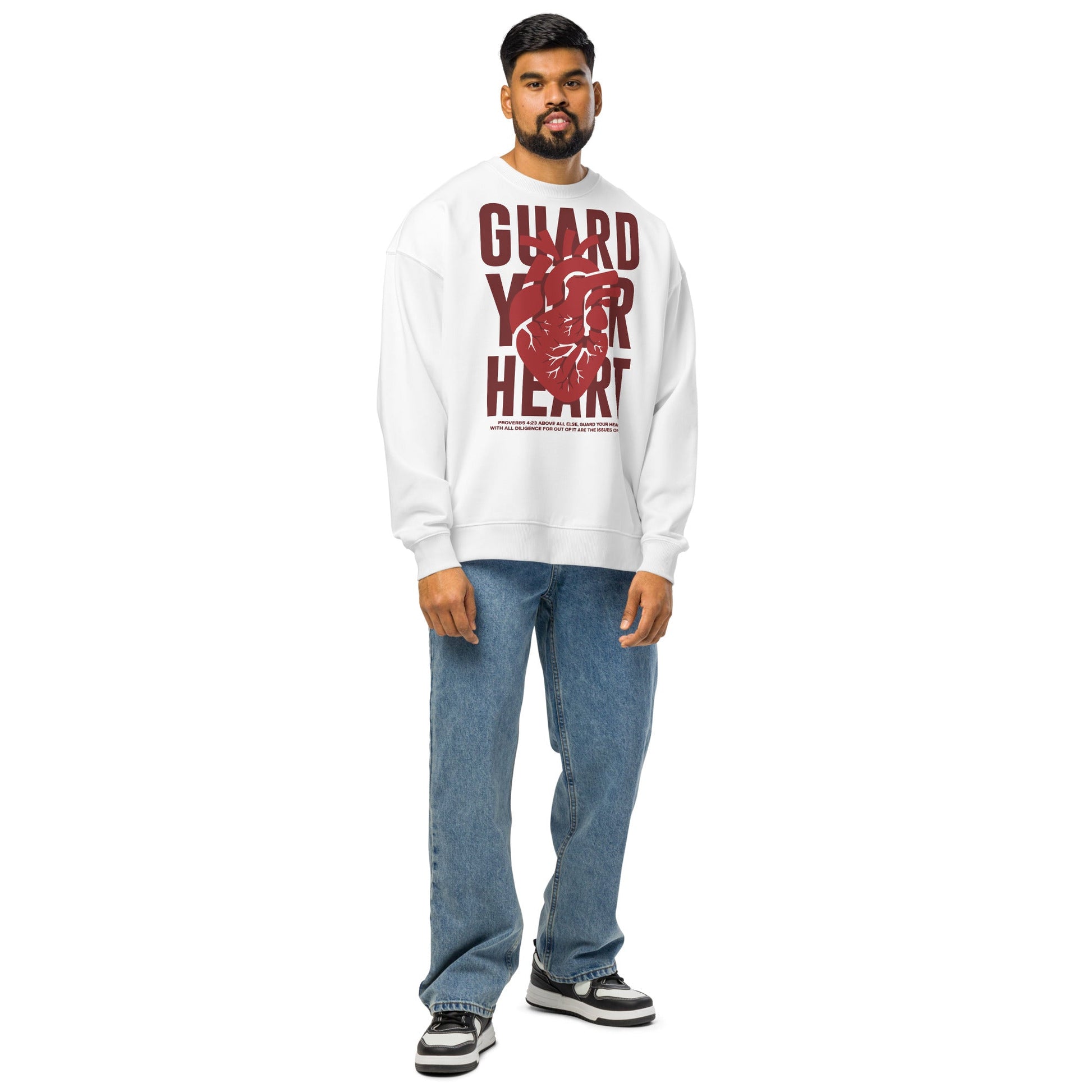 Guard your heart - Unisex Premium Organic Oversized Jumper by MASIN Fashion – Faith - based Wear