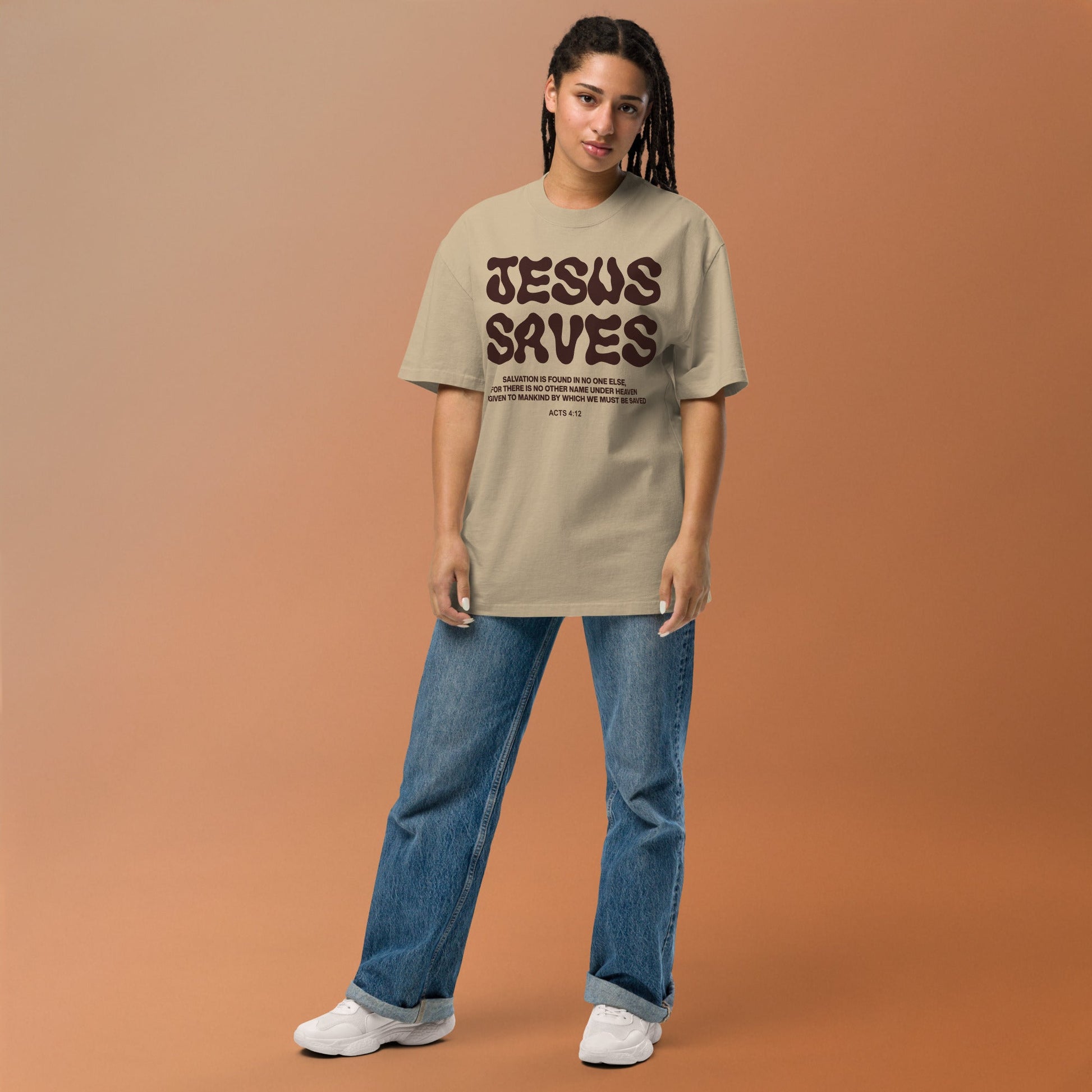 Jesus Saves - Unisex Vintage Oversized T-Shirt by MASIN Fashion – Faith - based Wear