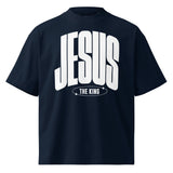 Jesus the King - Unisex Luxe Oversized High Neck T-Shirt - Back & Navy by MASIN Fashion – Faith - based Wear