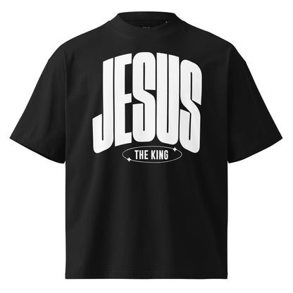 Jesus the King - Unisex Luxe Oversized High Neck T-Shirt - Back & Navy by MASIN Fashion – Faith - based Wear