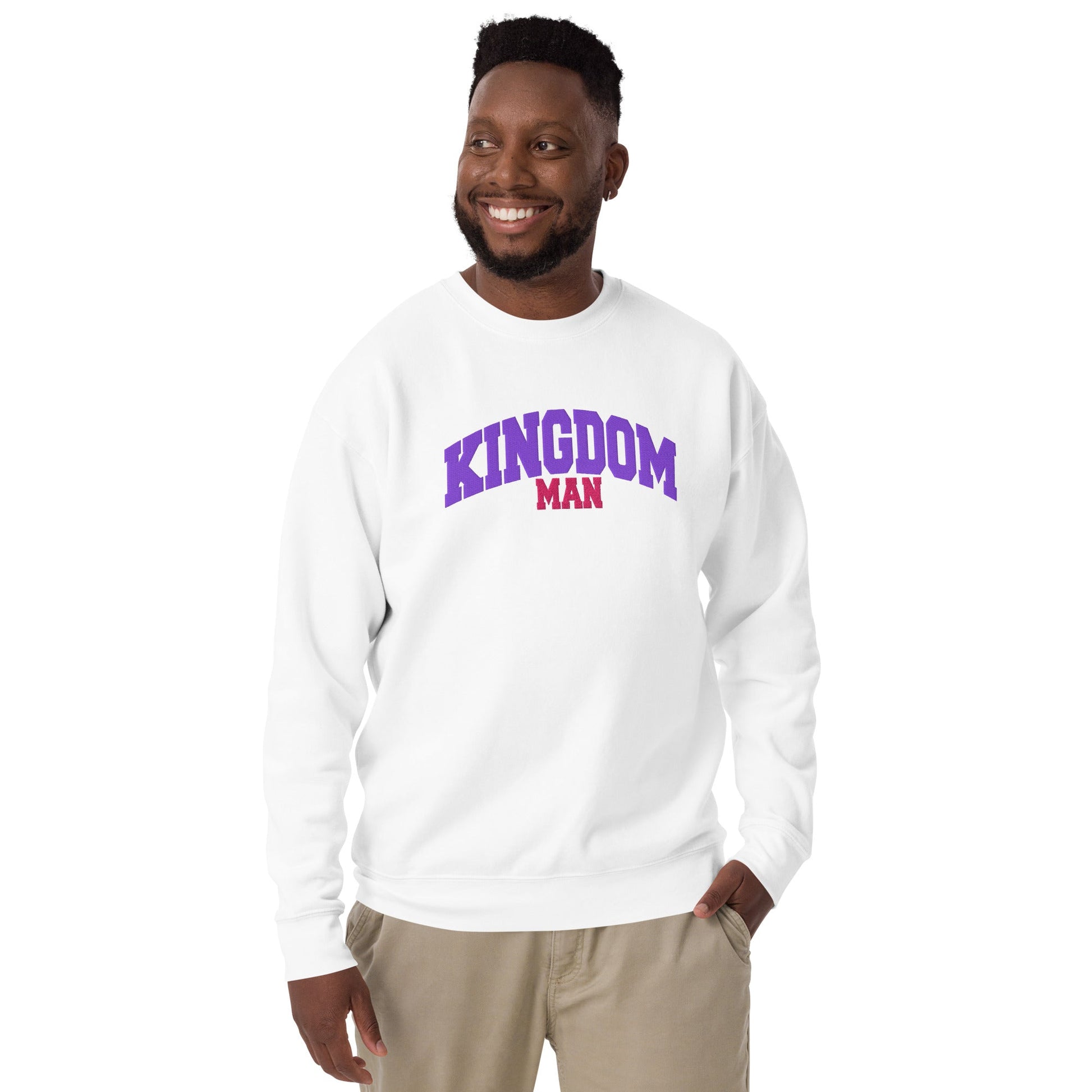 Kingdom couple - Embroidered Man Premium Sweatshirt by MASIN Fashion – Faith - based Wear
