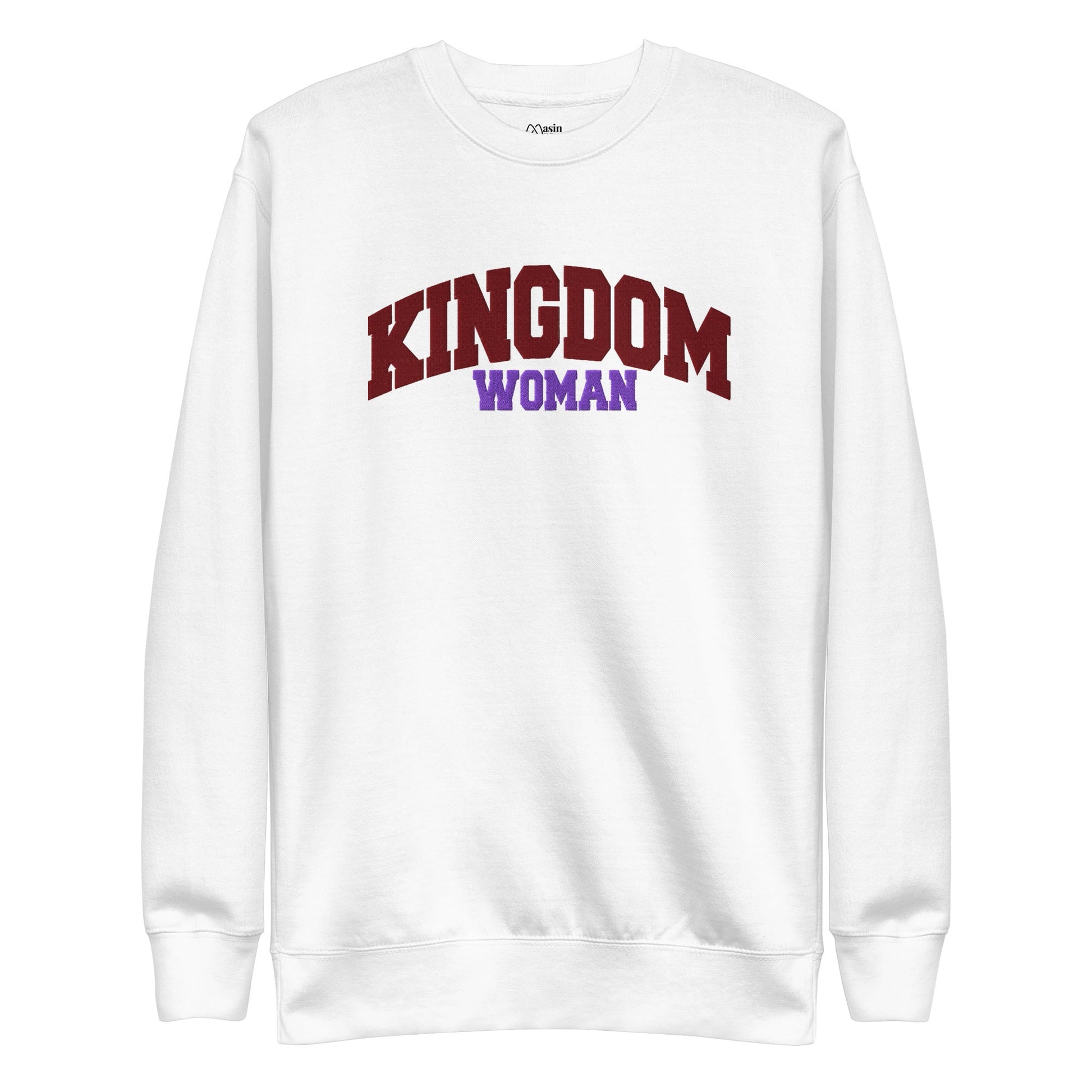 Kingdom Couple - Embroidered Woman Premium Sweatshirt by MASIN Fashion – Faith - based Wear