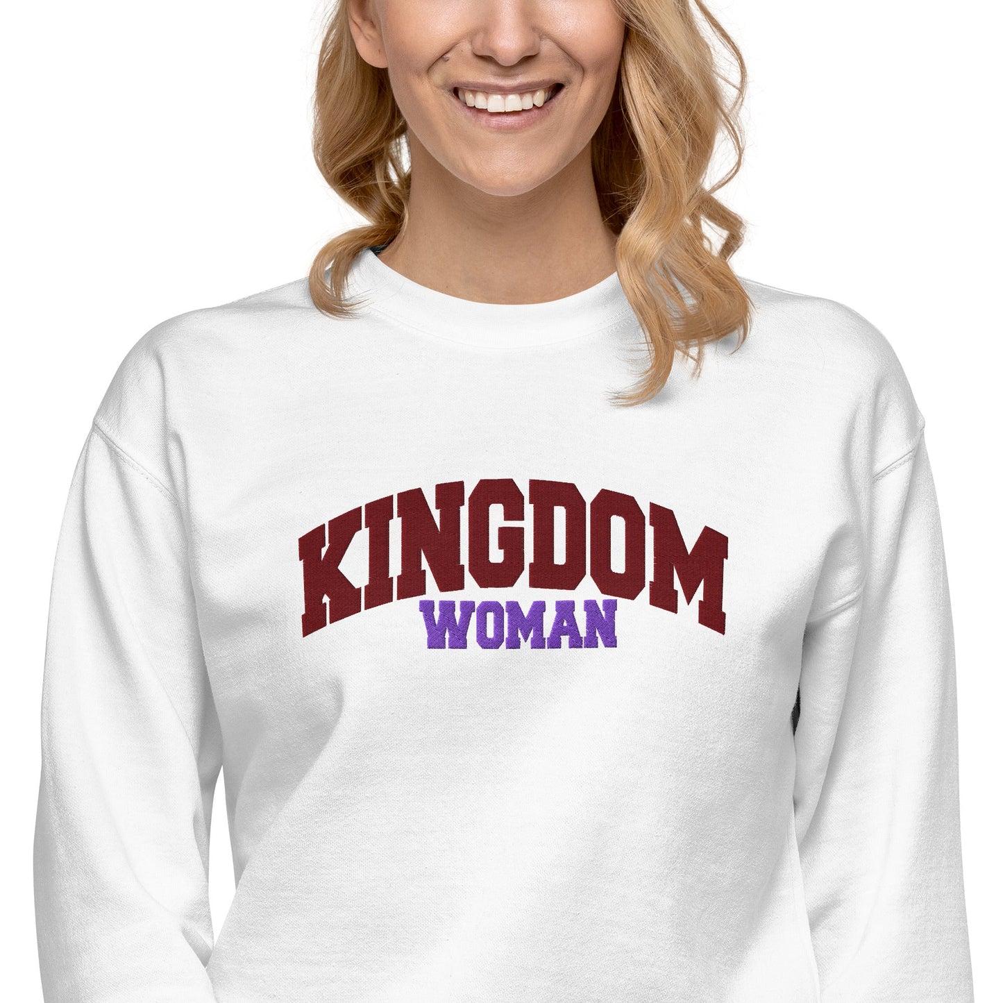 Kingdom Couple - Embroidered Woman Premium Sweatshirt by MASIN Fashion – Faith - based Wear