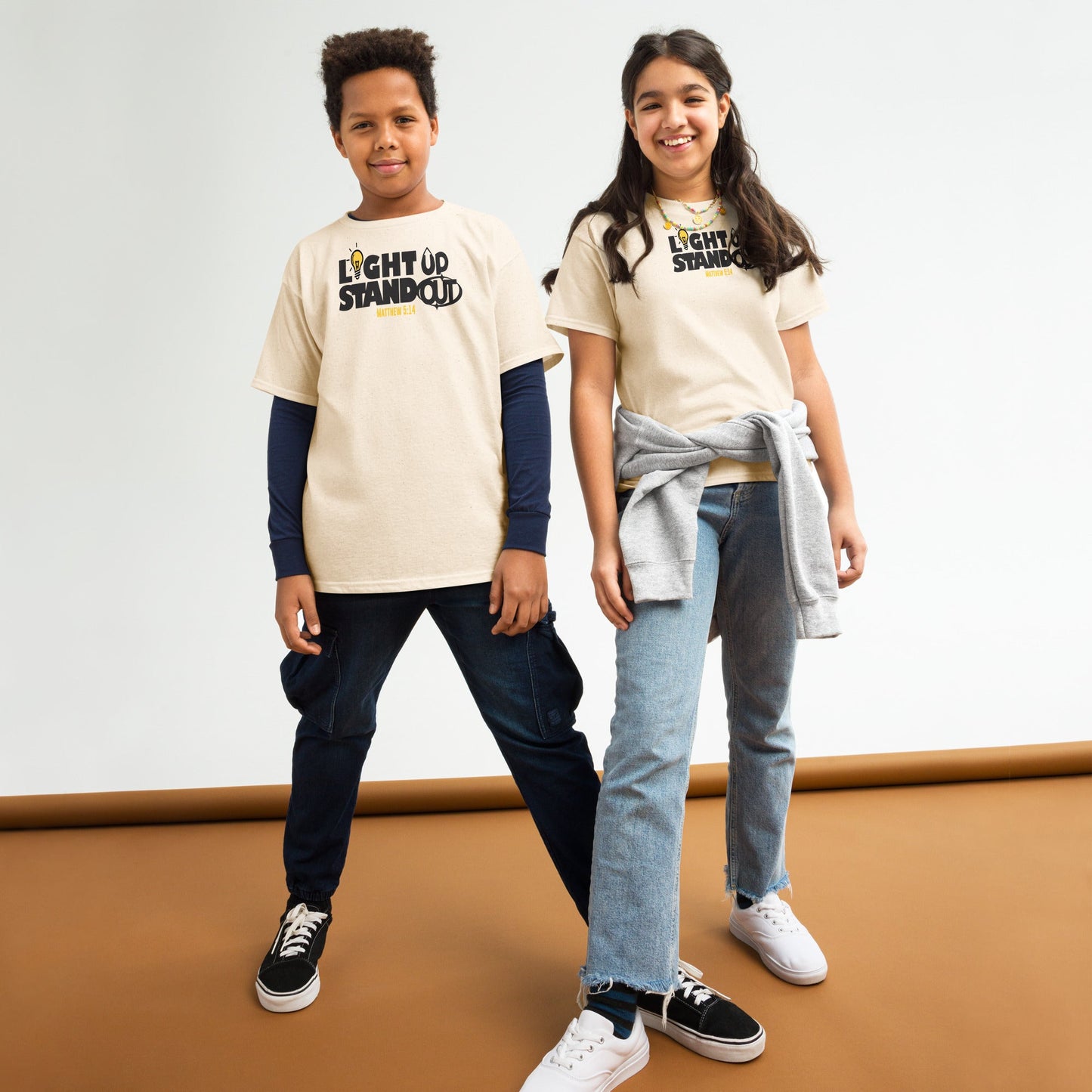 Light Up stand Out (White/ Cream) - Teen Classic T-shirt by MASIN Fashion – Faith - based Wear