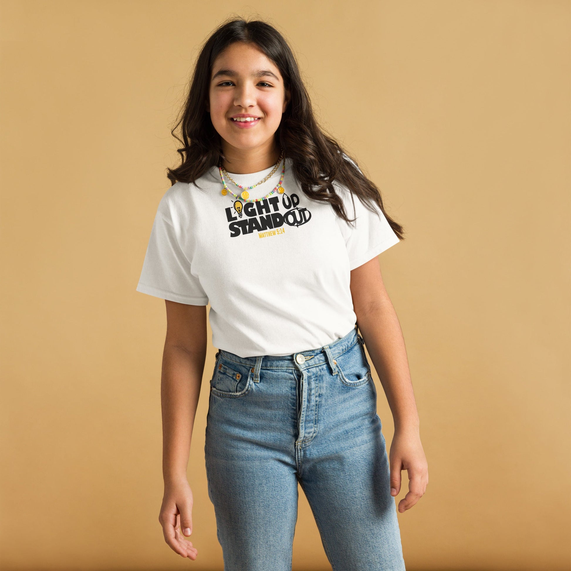 Light Up stand Out (White/ Cream) - Teen Classic T-shirt by MASIN Fashion – Faith - based Wear