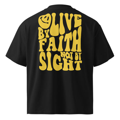 Live by Faith - Unisex Luxe Oversized High Neck T-Shirt by MASIN Fashion – Faith - based Wear