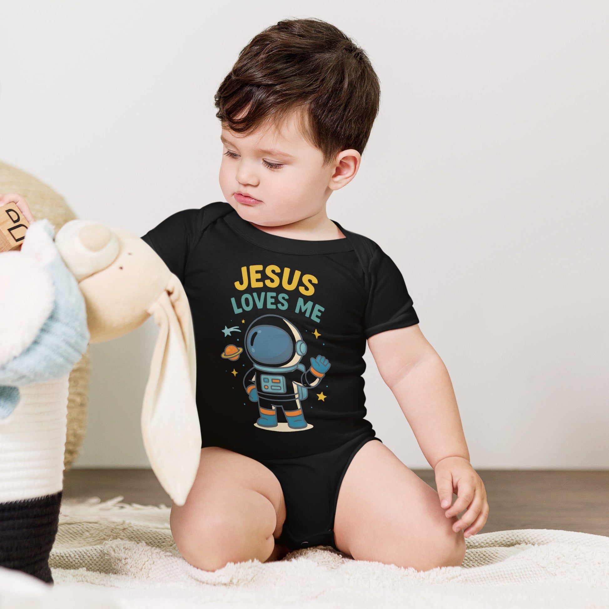 Masin Baby (3 - 24months) one piece - Jesus Loves Me by MASIN Fashion – Faith - based Wear