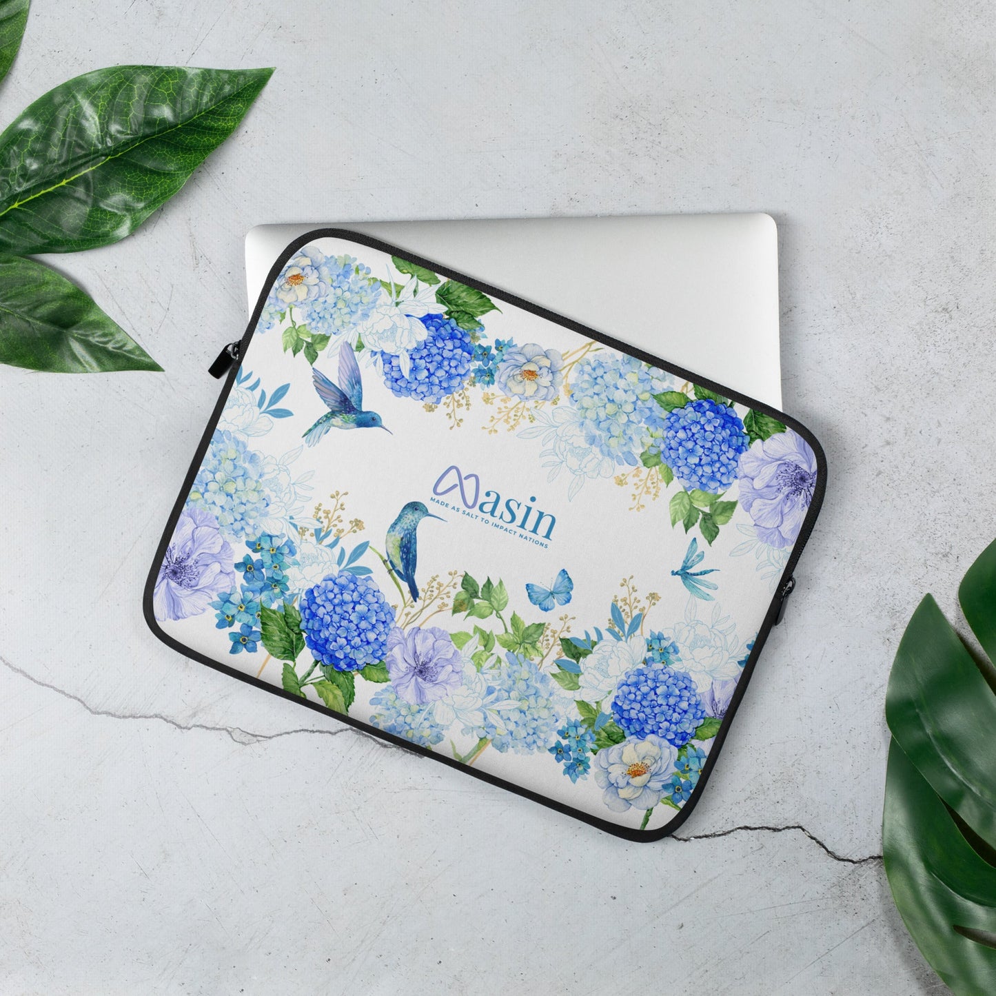 MASIN blue Floral - Laptop Sleeve by MASIN Fashion – Faith - based Wear