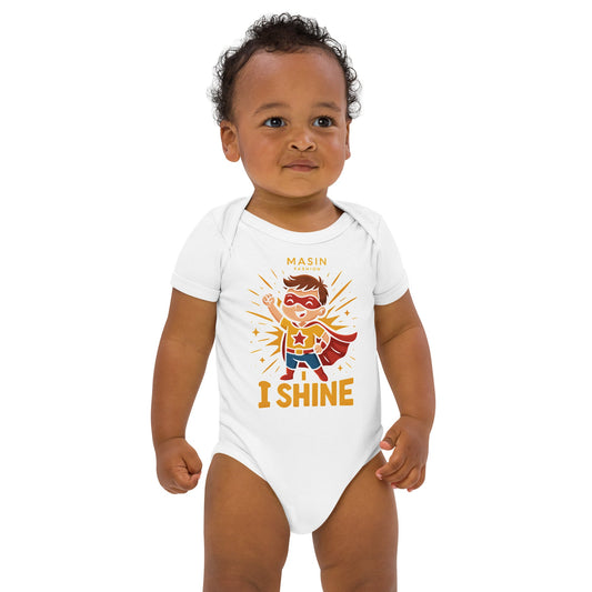 Masin Organic cotton baby bodysuit (3 - 18 Months) - I shine by MASIN Fashion – Faith - based Wear