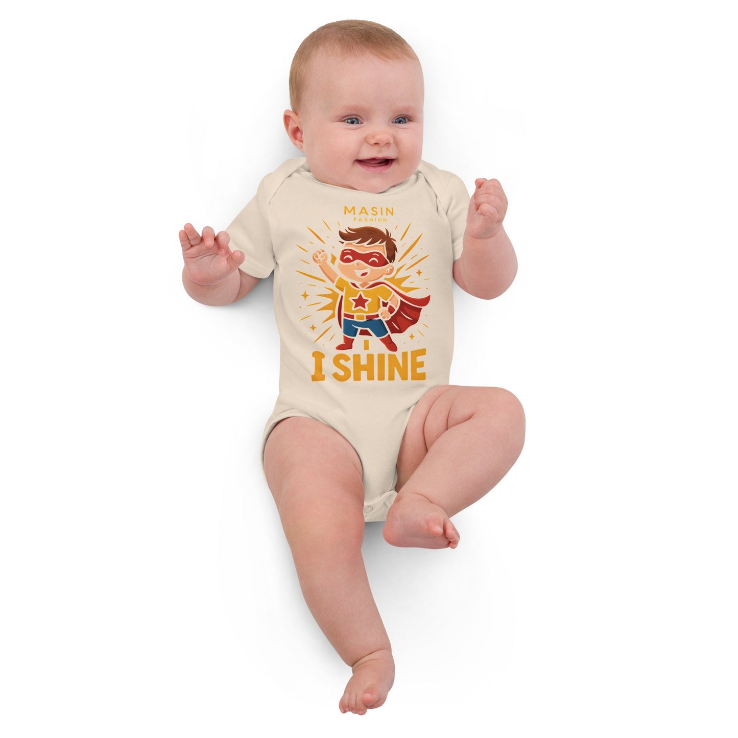 Masin Organic cotton baby bodysuit (3 - 18 Months) - I shine by MASIN Fashion – Faith - based Wear