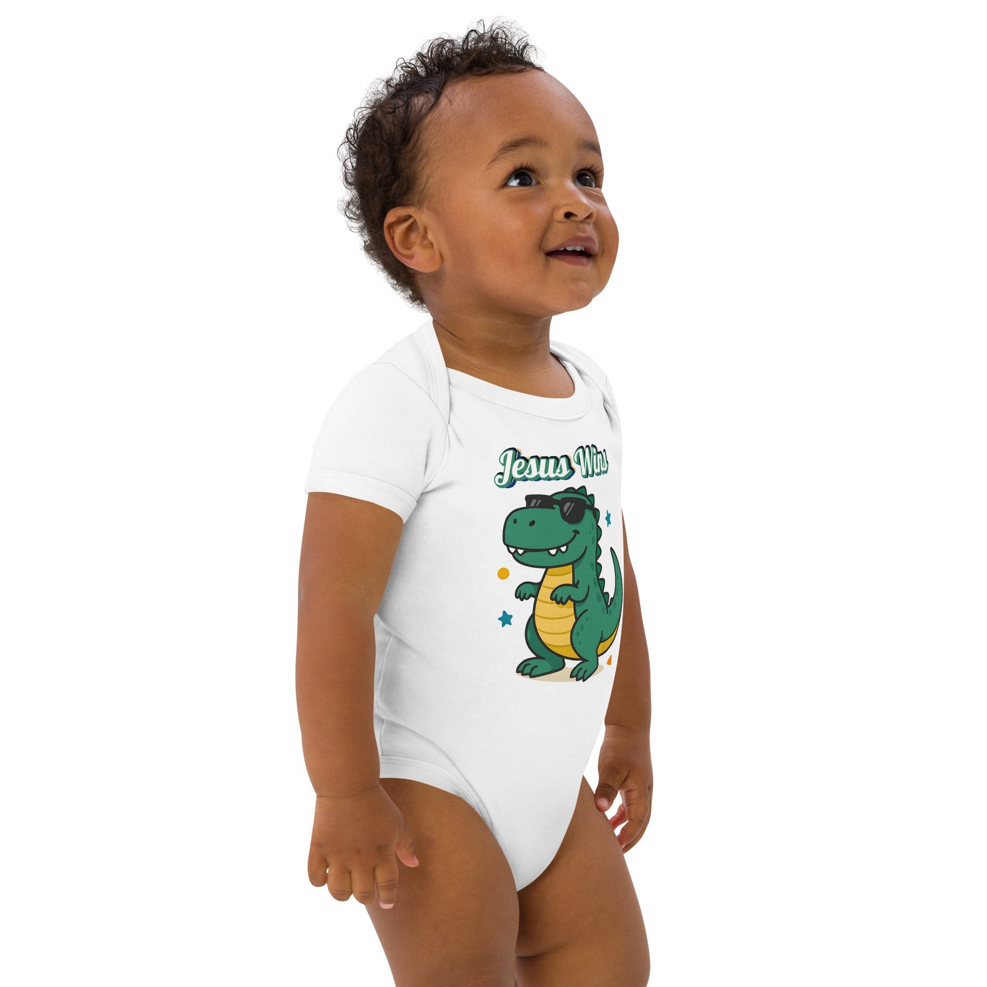 Masin Organic cotton baby bodysuit (3 - 18 Months) - Jesus Wins by MASIN Fashion – Faith - based Wear